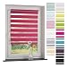 Produktbild ourdeco® Doppel-Rollo, Duo-Rollo / 45 x 160 cm red Magnolia/lichtdurchlässig, Blickdicht/Klemmen=Montage ohne Bohren=Smartfix=Klemmfix=Easy-to-fix