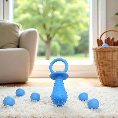 Blauer Schnuller für Hunde, Kauspielzeug, Mini-Bissresistent, Glockenform, Gummi-Schnuller, Glocke, Kauspielzeug, Spiel-Trainingsspielzeug für Haustiere, Welpen, Hunde, Welpen, Molar, Kauspielzeug
