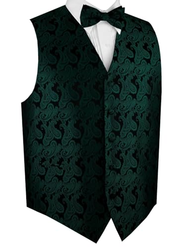 Best Tuxedo Men's Formal, Prom, Wedding, Homecoming, Tuxedo Vest, Bow-Tie & Hankie Set in Paisley from XS to 6XL
