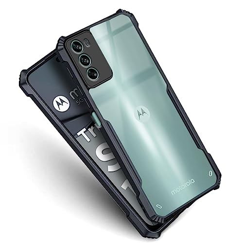 Fashionury Crystal Clear Back Cover for Motorola G62 5G | 360 Degree Protection | Transparent Back Cover Case for Motorola G62 5G Black Bumper