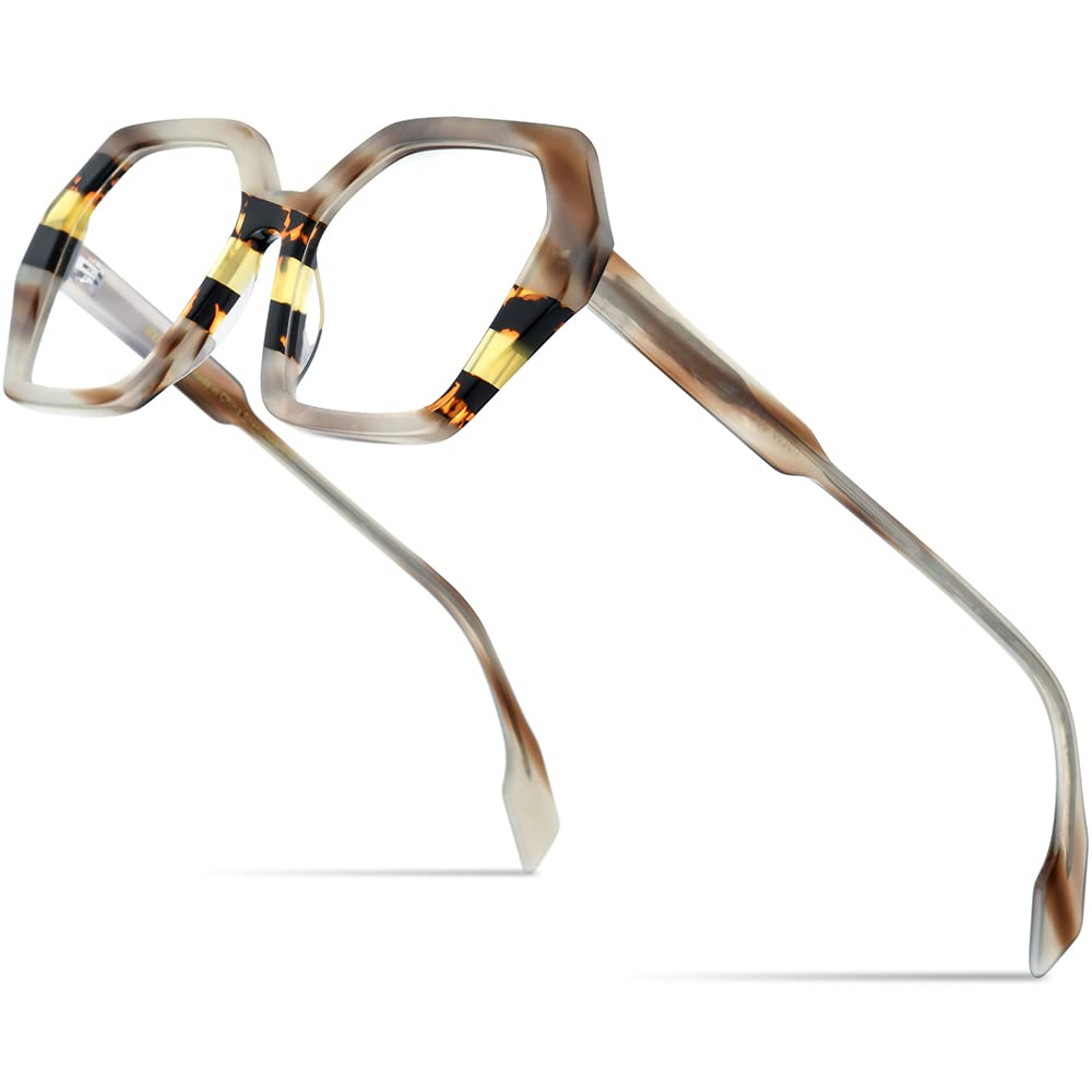 HEPIDEM Gradient Multicolor Acetate Glasses Frame Women Big Oversize Eyeglasses 2023 New Spectacles Eyewear