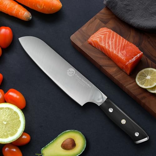 Faca Santoku De 7”, Faca Do Chef Forjada Em Aço De Alto Carbono, Faca De Aparar Com Cabo Ergonômico,