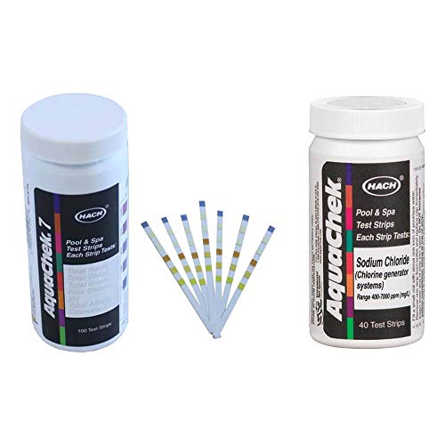 AquaChek Silver 7-Way Pool Chlorine/pH Test Strips + White Salt Titrator Strips
