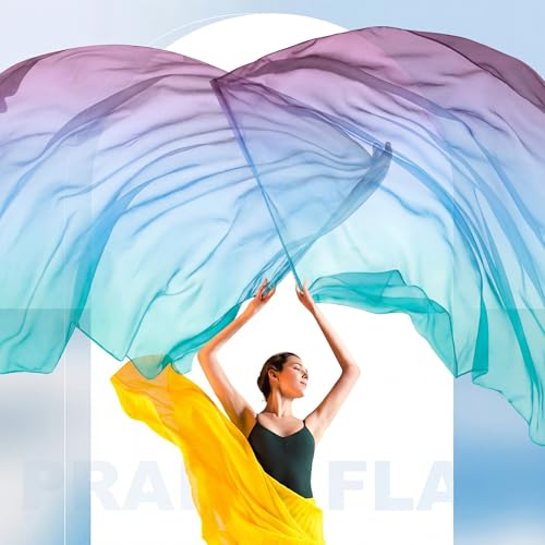 Image of Jecery 2 Pack Praise Dance Worship Flags, 35''x 55'', Green Blue Purple