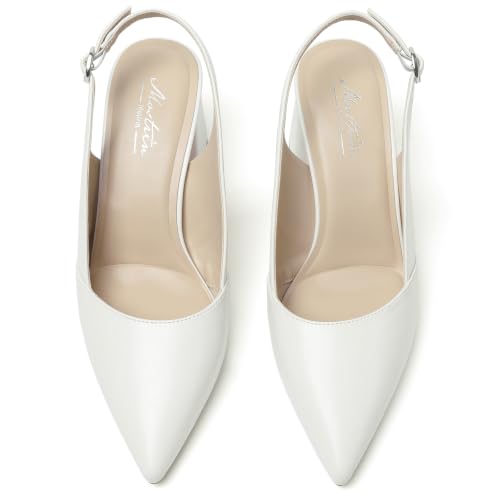 Image of Mostrin Kitten Heels for Women Slingback Pointed Closed Toe Heels Women's Pumps Shoes for Wedding, Party, Commuting