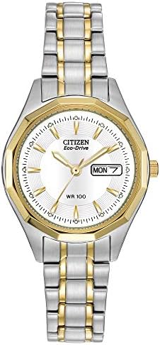 Citizen Women's Eco-Drive Dress Classic Watch in Two-tone Stainless Steel, White Dial (Model: EW3144-51A)