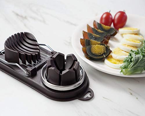 Egg Slicer,Fruits Slicer Cutter Wedger-2 in 1 Stainless Steel Cutting Wires-Durable Use Multi Purpose Slicer-Creative Kitchen Cooking Essential Equipment (Brown) - Thumbnail 2