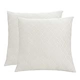 CHUN YI Decorative Throw Pillow Case Covers (Set of 2), Sofa Throw Pillow Cover with Smooth Zipper for Couch Wing Back Chair, Multiple Colors Universal Rhombus Jacquard Pillowcase (Cream White)