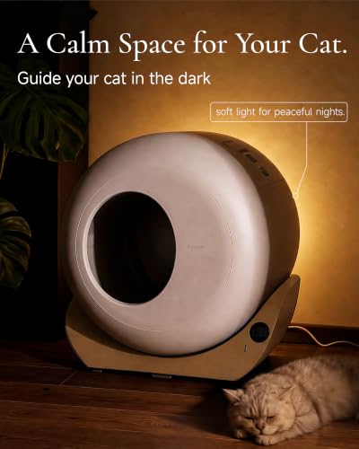 Image of Furrytail Automatic Litter Box Self Cleaning, Kitty Litter Box, Smart Safety Sensors, Advanced Odor & Leak Control, Large Capacity for Multi Cat Homes, with App Control & 40 Trash Bags,Cream