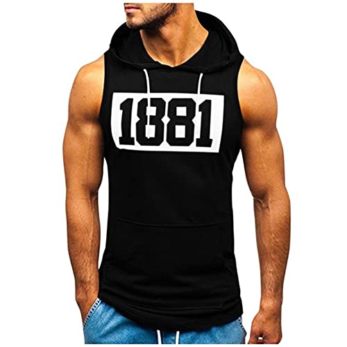 Camiseta de tirantes fitness chaleco deportivo sin mangas de culturismo con capucha para hombre
