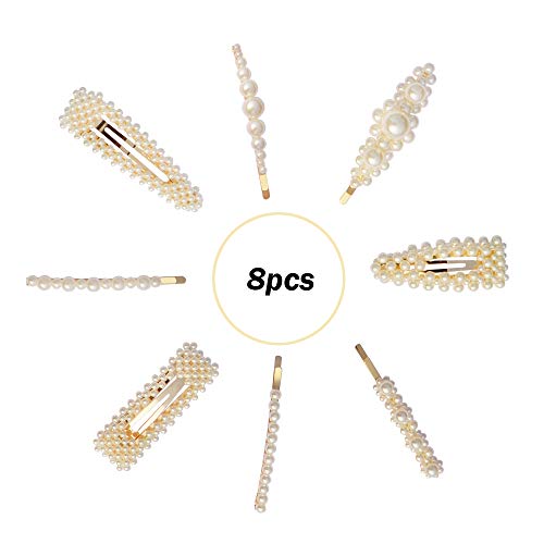 Lot de 8 barrettes à cheveux en perles pour filles