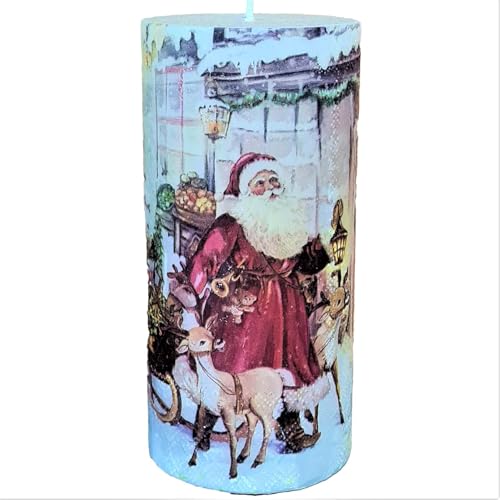 Christmas Candle - Decorative/Designer Candle, Packed in Gift wrap, for Home Decor and Gifting, Non Scented, Large Size, Weight 625 Grams, Dim: 3 inch x 6 inch (DE1060)