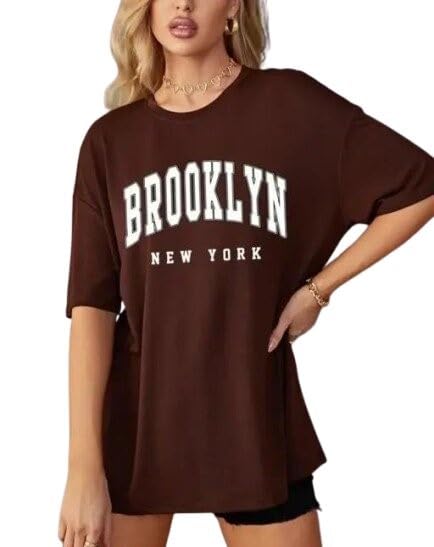 Image of Stylish and Comfortable Oversized Cotton Blend T-Shirt for Women & Girls - Short Sleeves | Loose Fit