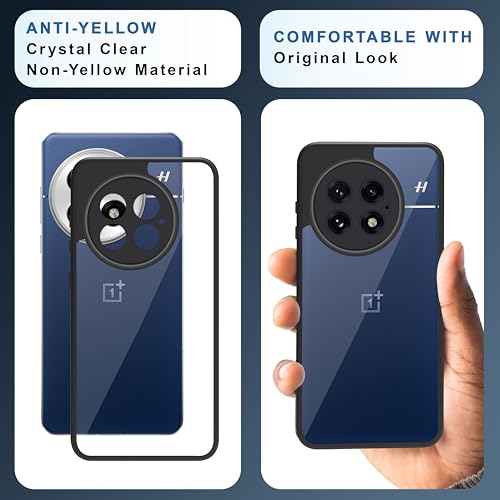 Image of CEDO Backcover for OnePlus 13 (5G) | Camera Protection Bump Shockproof Edge | Ultra Hybrid Transparent Acrylic Clear TPU+PC Hard Backcase Cover (Black)