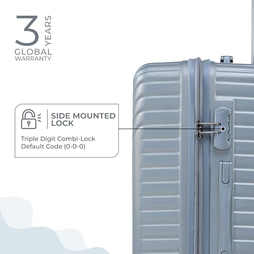 Image of ACEPACK GLX Family Set of 3 (Small Cabin + Medium Check-in + Large Check-in) Combo Silver Hard Sided Luggage Trolley Bag for Travel Suitcase with 8 Spinner Wheels