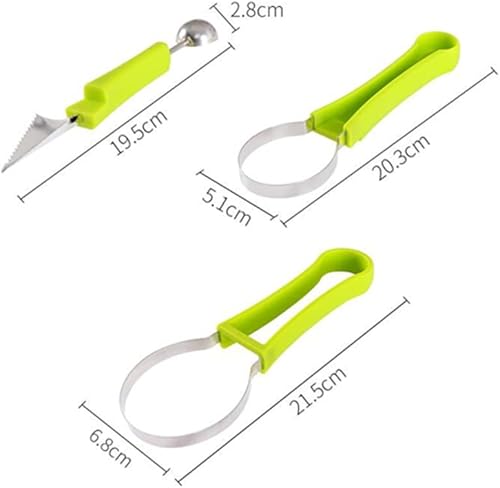 Miniatura 2 de Juego profesional de cucharas de melón 4 en 1, cuchillo de tallar, removedor de semillas de frutas de acero inoxidable, bailarina de melón de doble