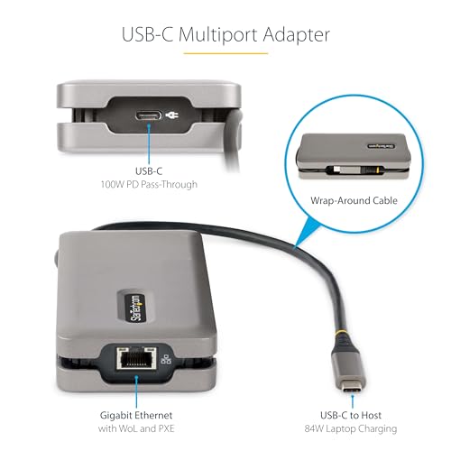 Image of StarTech.com USB-C Docking Station for MacBook Pro M1 M2 M3 M4 and Windows, 4K 60Hz HDMI or 1080p VGA Video, USB 10Gbps Hub, 100W Laptop Charging, GbE, 1ft /30cm Cable