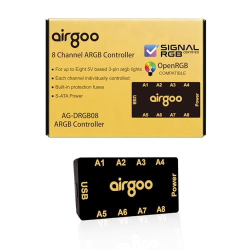 airgoo Magnetic 8-Port ARGB Controller 5V 3-Pin Support SignalRGB OpenRGB