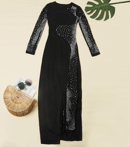 Image of Jigfar Women Sexy Embellished Rhinestone Bodycon Jumpsuit Mesh See Through Patchwork Birthday Party Night Out Clubwear