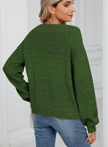 Image of JOCAFIYE Womens Sweaters Casual Long Sleeve V Neck Lightweight Hollow Out Pullover Sweater Tops