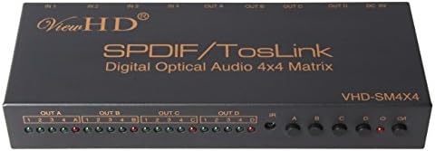 ViewHD SPDIF/TOSLINK Optical Digital Audio 4x4 True Matrix with Remote Control | VHD-SM4X4