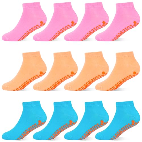 Image of HYCLES Toddler Girl Socks, 12 Pairs Non Slip Ankle Toddler Socks for 1-7 Years Baby Girls Kids