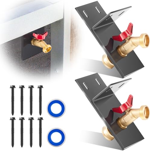 LEIFIDE 2 Set Hose Bib Faucet Extender Brass Garden Spigot Kit Indoor to Outdoor Water Spigot Connector System with Mounting Plate & Screws Through Wall Irrigation Adapter for Patio & Plants