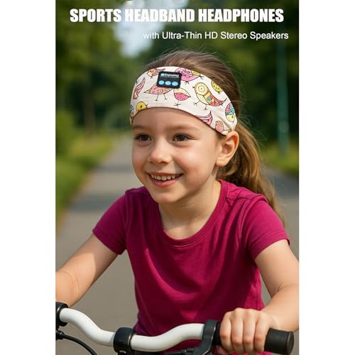 Kids Sports Headphones Bluetooth Music Headband Wireless Sports Headband Athletic Sweatbands Headphones with Stereo Speakers for Boys Girls Running Soccer Baseball Tennis Exercise2
