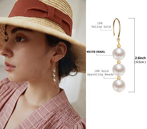 14K Gold Plated Round Bead Ball Drop Earrings for Women Minimal Lightweight Long Dangling Dangle Hoop Wedding Earrings for Brides Bridesmaid Prom Anniversary4