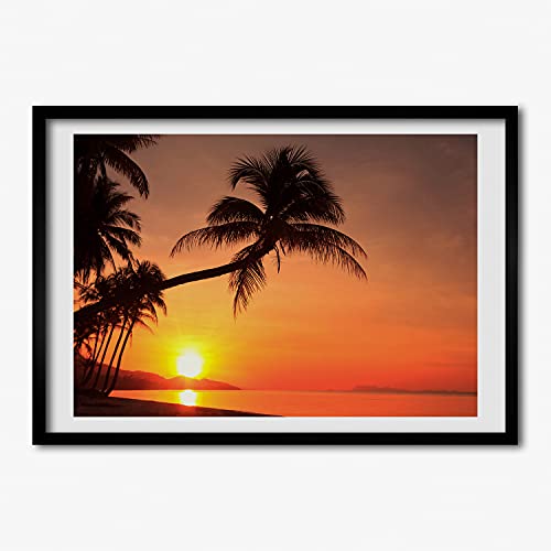 Tableau cadre en bois décoratif 70x50 cm coucher de soleil Tulup