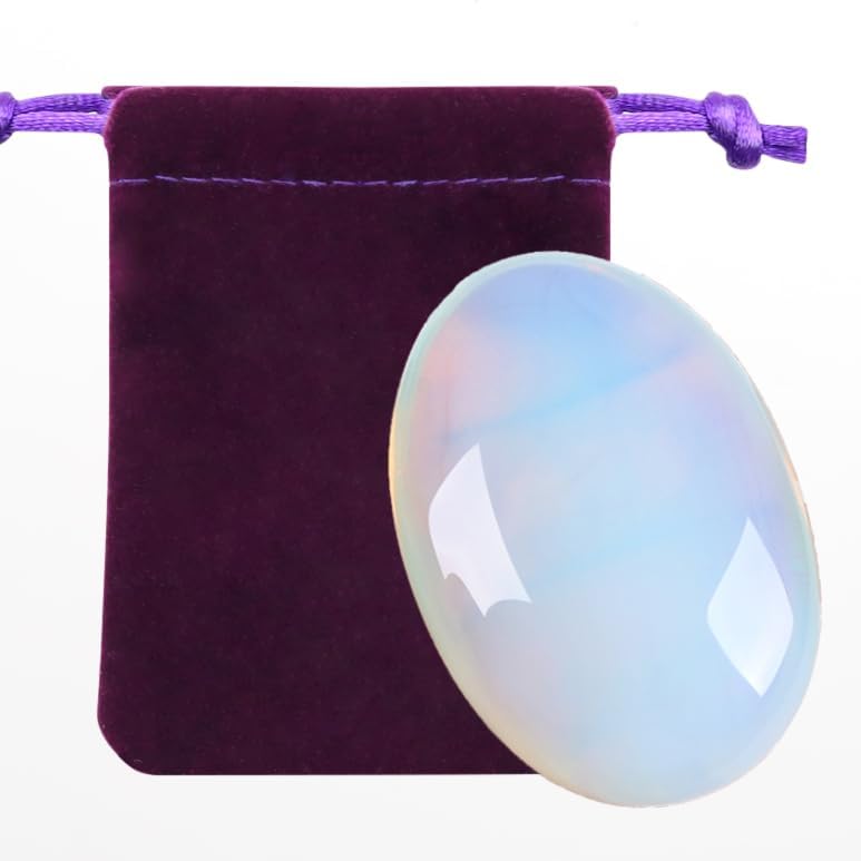 ZHIYUXI 2.4" Opalite Healing Stones Opal Stone Crystals and Healing Stones Gemstones Worry Stone Crystals Decor Protection Crystals Polished Stones Palm Stone Gem Gifts Mediation Energy Balancing 1PC