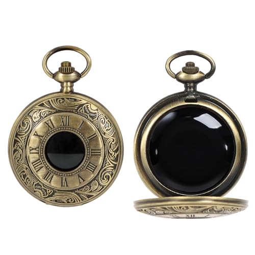 NewRiu Black Obsidian Scrying Mirror for Divination - Vintage Pocket Watch Style Portable Ritual Mirror for Meditation, Shadow Work & Wiccan Supplies - Elegant Spiritual Gift Box Included (Number)