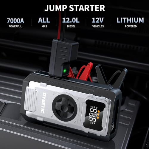 Car Battery Jump Starter with Air Compressor, 7000A Portable Booster Pack - image 2