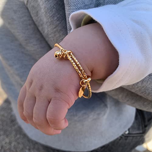 Ethlyn 2Pcs/Lot Mini Size Bangles For Boys Girls Gold Plated Beads Bells Bangles Bracelets thumb #3