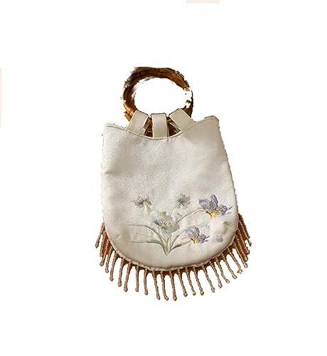 Sac Cheongsam blanc 26cm pour accessoiriser une tenue Hanfu chinoise