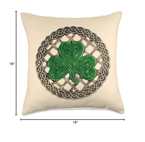 Atteestude 8QBB4X29CV6US_18X18 Green Shamrock, Celtic Knots With Beige Background Throw Pillow thumb #3