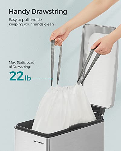 Songmics Trash Bags For 12-14.5 Gallon Trash Cans, Drawstring Garbage Bags, Liner Code 055A, 3 Rolls, 120 Count, White Ukrb055A03 #TOP4