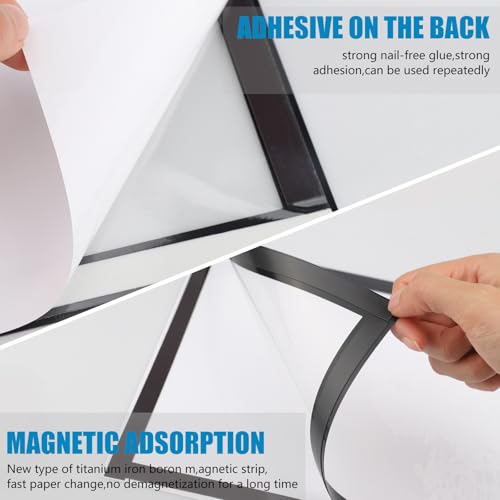 Atliberswo 10 Stück Magnetrahmen A4 Selbstklebend Aufklappbarer Info-Rahmen mit Magnetverschluss und Infotasche, Blatthalter für Informationsrahmen DIN A4 Format 32.5 x 24 cm, Silber