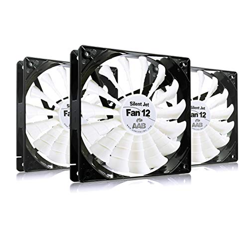 AAB Cooling Silent Jet Fan 12 - Un Silencioso y Muy Efectivo Ventilador 120mm | Fan PC | Cooler 12V | Ventilador de Portatil | Ventilador 12V 120mm | 104 m3/h | 1100 RPM - Conjunto de 3 Piezas