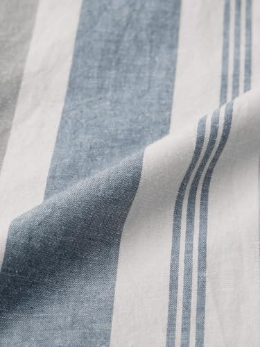 Image of The Souled Store Cotton Linen Stripes: Apricot Men and Boys Long Sleeves Collared Neck Orange Stripes Regular Fit Lightweight Comfortable Summer Cotton Linen Shirts