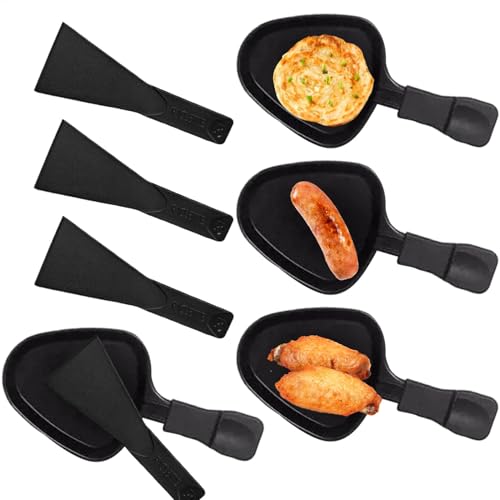 4 Pieces Raclette Grill, Non-stick Cheese Pan Set, Raclette Replacement Pans, Raclette Grill Pans Non-Stick Cheese Melt Pans With 4 Raclette Spatulas For Electric Grill Cooking Cheese And Eggs
