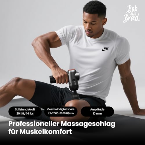 Bob and Brad C2 Massagepistole, Tiefe Gewebemassagepistole, Muskel-Massagegerät mit 5 Geschwindigkeiten und 5 Köpfen für Zuhause Büro Workout Erholung Schmerzlinderung, Tolles Geschenk, Schwarz 2