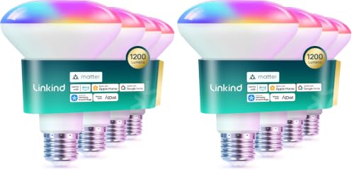Linkind Matter BR30 Smart Light Bulbs, Alexa/Apple/Google Home, 8 Pack