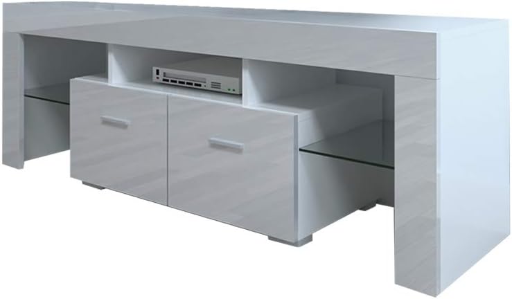 TV Entertainment Center,TV Stand for TVs up to 55 h with Colors LED RGB Lights and 2 Drawers(White), 51.18 x 13.78 x 17.72 inch (GT02686432-10064-1703084881)