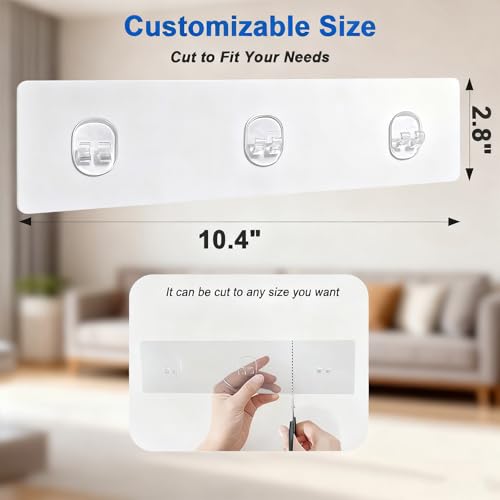 AOzT 4 Packs Strong Adhesive Hooks - for Shower Caddy Kitchen Racks, No Drilling, Transparent, Heavy-Duty Hold — view 3