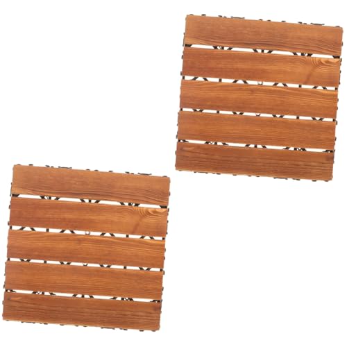 ARTIBETTER 2 Piezas Azulejos De Patio Entrelazados Al Aire Libre Alfombra Revestimiento De Suelo Para Patio Azulejos De Exterior Para Patio Piso Del Patio Cubierta Brown El Plastico