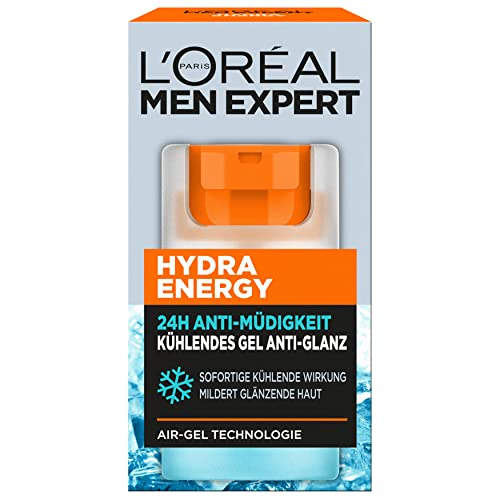 L'Oréal Men Expert Gel rinfrescante da uomo, effetto anti-lucentezza, anti-stanchezza, Hydra Energy, 1 x 50 ml