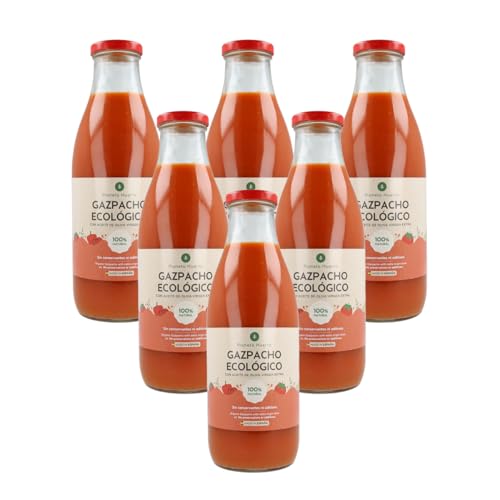 PLANETA HUERTO | Pack 6x Gazpacho Tradicional Ecológico 1L – Gazpacho andaluz con AOVE, bajo en calorías y rico en antioxidantes, ideal como bebida refrescante, entrante saludable o tentempié vegano