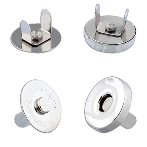 Image of DIY Crafts Pack of 10 Sets, Pack Magnetic Clasps, Snaps, Fasteners, Button Replacement Kit, Perfect for Purse, Bag, Clothes, Leather, Silver, Diameter Purse Dress (Pack of 10 Sets)
