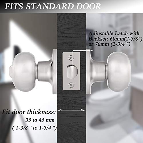 Probrico 8 Pack Interior Privacy Door Knobs Keyless Door Lock Lockset Round Doorknobs In Satin Nickel Door Locks For Bedrooms And Bathrooms Adjustable Latch Backset #TOP1